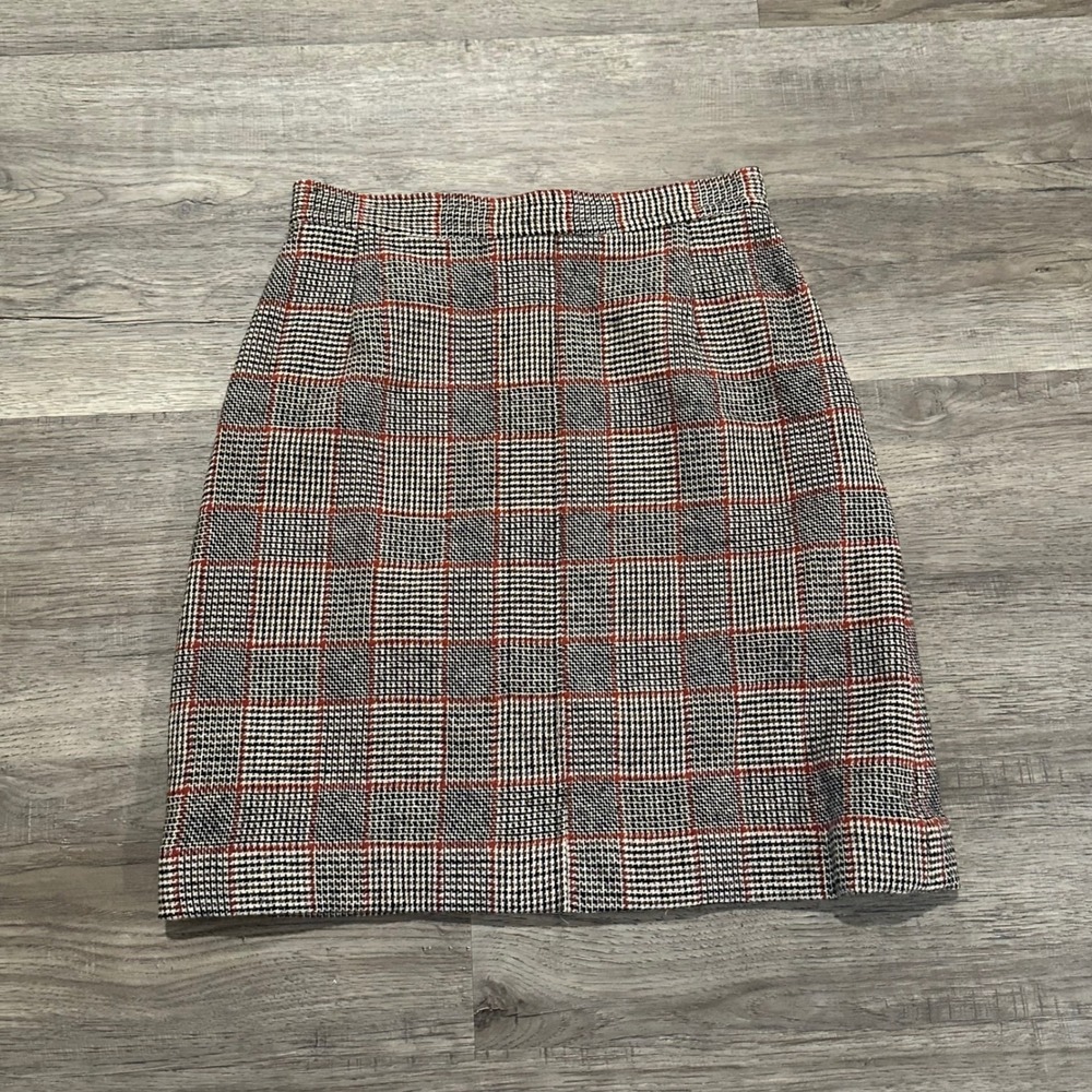 VTG Pendleton Wool Plaid Pencil Skirt Sz 14 Red Black Made in USA Dark Academia